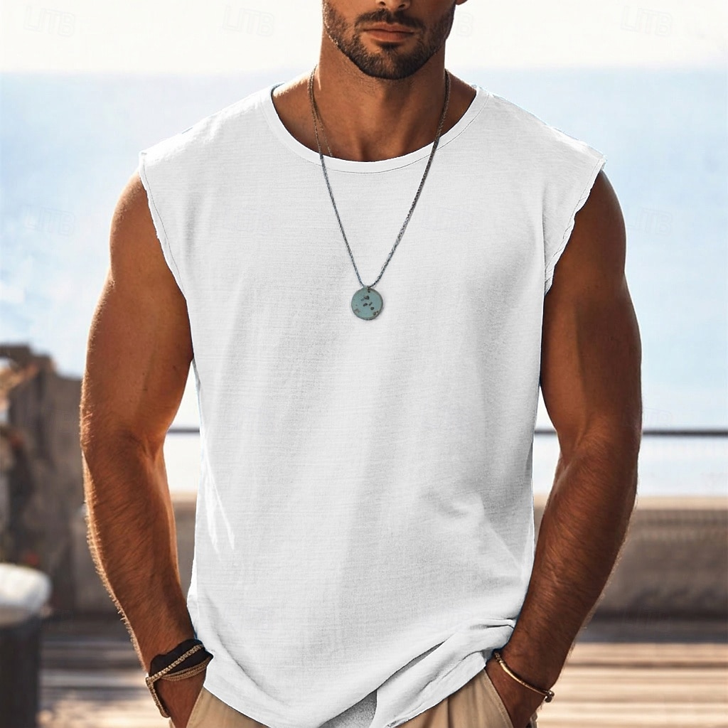 Homme T-shirt Sans manches Manche Courte Manches Courtes Col ras du cou Col rond Été Uni Texturé Mode Classique Occasionnel Pur Occasionnel Rue Sports Bleu Blanche bleu marine T-shirt haut de gamme de 2026 ? $16.49 –P8