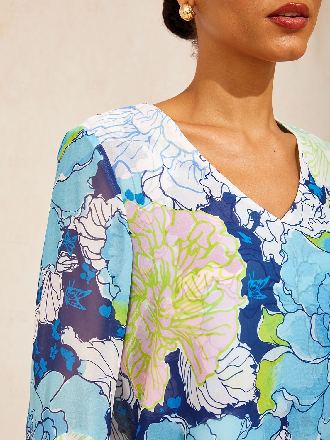 pastellvasket peonfarget flagrende chiffonbluse 2026 - $74.99 –P6