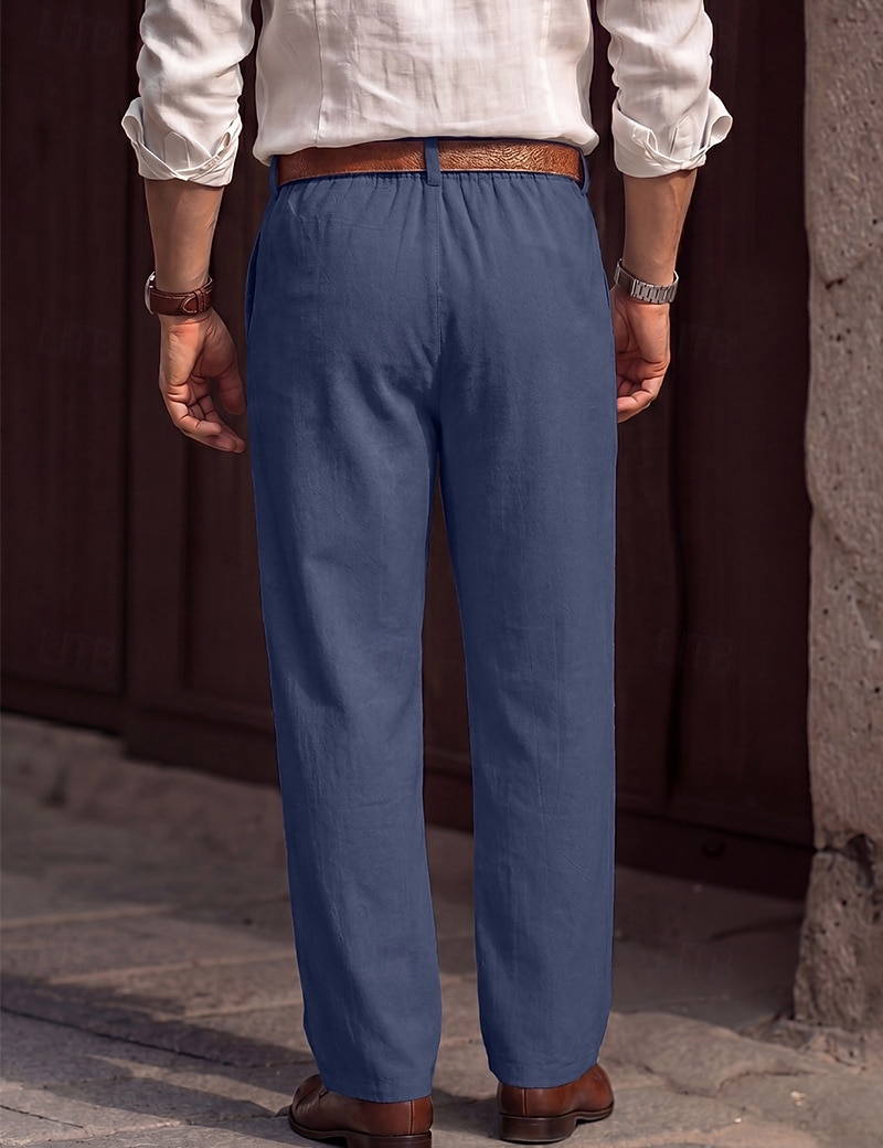 Per uomo Pantaloni di Lino Pantaloni Pantaloni Eleganti Pantaloni casual Tasca Elastico in vita Gamba Dritta Semplice Confortevole Traspirante Lunghezza intera Casuale Quotidiano Affari Moda del 2026 a $25.99 –P12