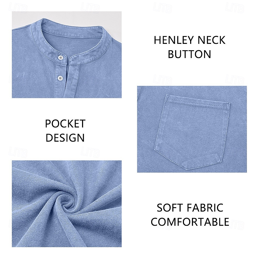 Homens Camisa Henley Camisa 100% algodão com lavagem ácida Camiseta Manga Longa Vintage Retro Vintage Casual Estilo vintage Lavado Henley Casual Primavera Outono Todas as Estações Castanho Escuro de 2026 por $31.99 –P14