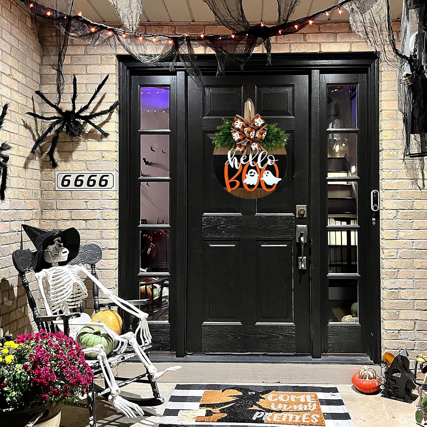 Guirlanda de madeira com fantasma para porta de Halloween, decoração divertida de fantasma para pendurar na porta da frente, enfeite rústico de boas-vindas para Halloween na varanda, entrada, parede, de 2026 por $22.99 –P5