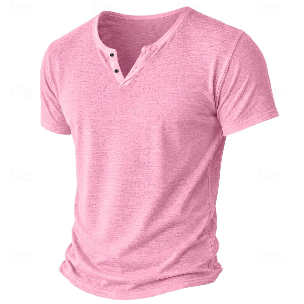 Bărbați Tricou Tricou din tricot Tee Top Manșon scurt În V Vară Culoare solidă Modă Ușor De Bază Simplu Casual Vacanță Stradă Albastru piscină Negru Verde Deschis Top tricou pentru bărbați 2026 - $17.99 –P16