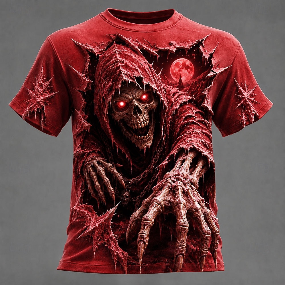 Halloween Men's Skull T Shirt Short Sleeve T shirt 3D Print Crew Neck Shirt Dark Casual Daily Street Blue Black Red Summer Spring Clothing Apparel S M L XL 2XL 3XL 2026 - €11.23 –P4