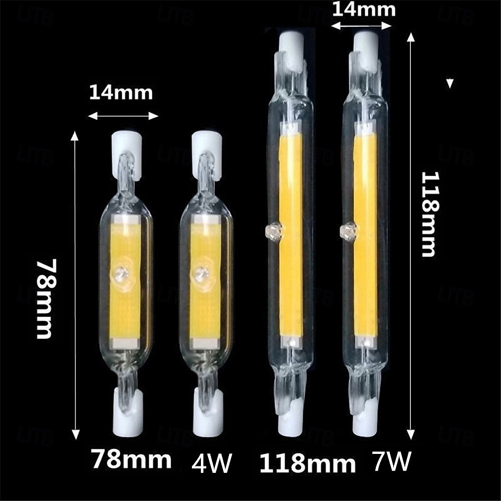 1 bombilla led tipo j de 118mm, 78mm, 10w, 1000lm, r7s, t1, cuentas de mazorca, equivalente a halógeno de 100w, blanco frío cálido, ángulo de haz de 360°, 110-240v 2026 - $14.49 –P1