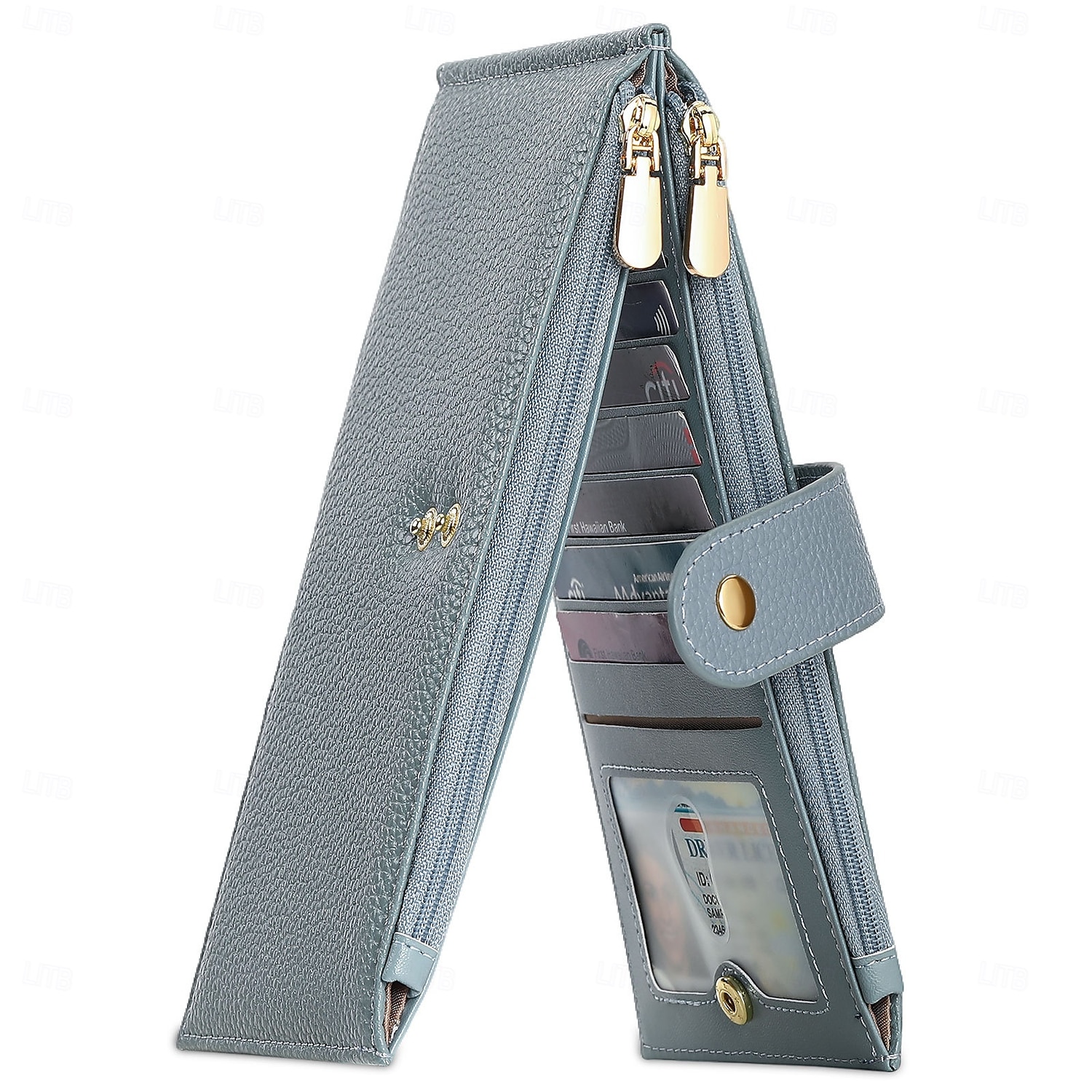 RFID Blocking Bifold Purse Credit Card Holder PU Leather Billfold Card Holder Wallet Double Zipper Hasp Card Purse 2026 - $22.99 –P11