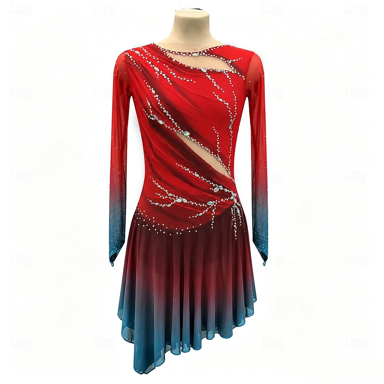 Eiskunstlaufkleid Damen Mädchen Eislaufen Kleid Rot Daumenloch Halo-Färbung Hohe Elastizität Professionell Wettbewerb Eiskunstlaufkleidung Thermowarm Kristall / Strass Langarm Eislaufen Eiskundstlauf 2026 - $335.69 –P2