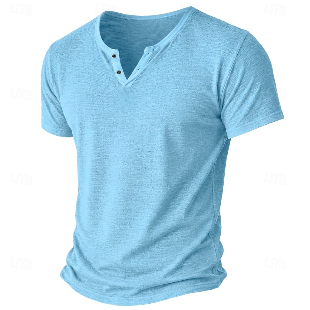 Bărbați Tricou Tricou din tricot Tee Top Manșon scurt În V Vară Culoare solidă Modă Ușor De Bază Simplu Casual Vacanță Stradă Albastru piscină Negru Verde Deschis Top tricou pentru bărbați 2026 - $17.99 –P12