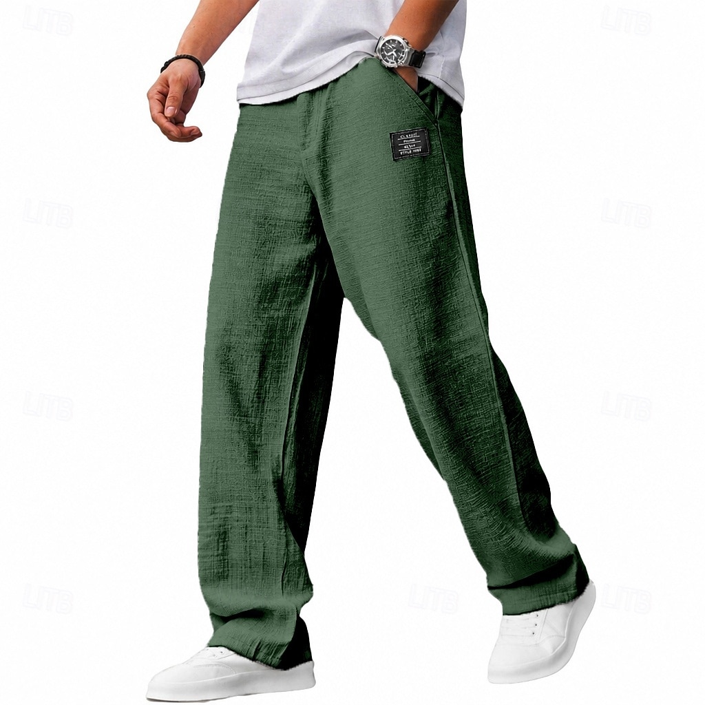 Homens Calças Calça verão Calças largas Calças de praia Cintura elástica Perna reta Tecido Conforto Respirável Comprimento total Casual Diário Feriado Férias Moda Azul Branco Sem Elasticidade de 2026 por $17.99 –P1