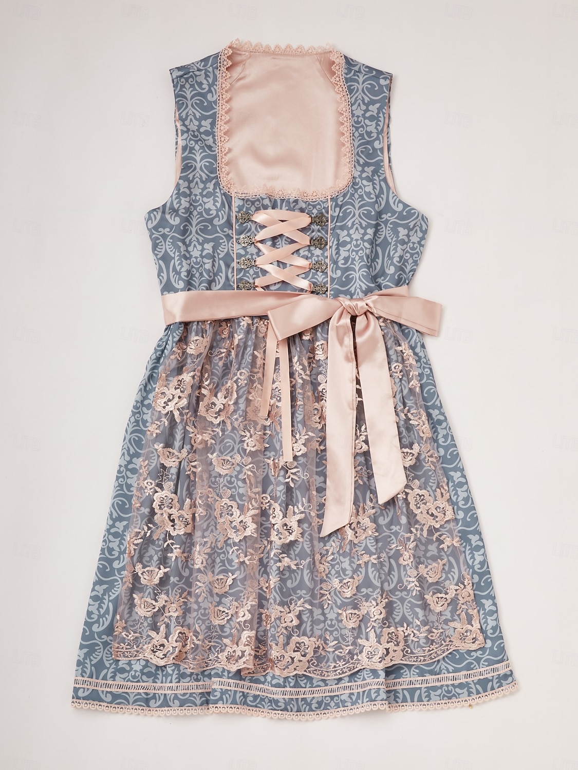 Oktoberfest Dirndl Dress Midi Length Lace Maid Romantic Bavarian Munich Wiesn Women's Traditional Style Cloth Without Blouse (60CM) 2026 - $72.99 –P2
