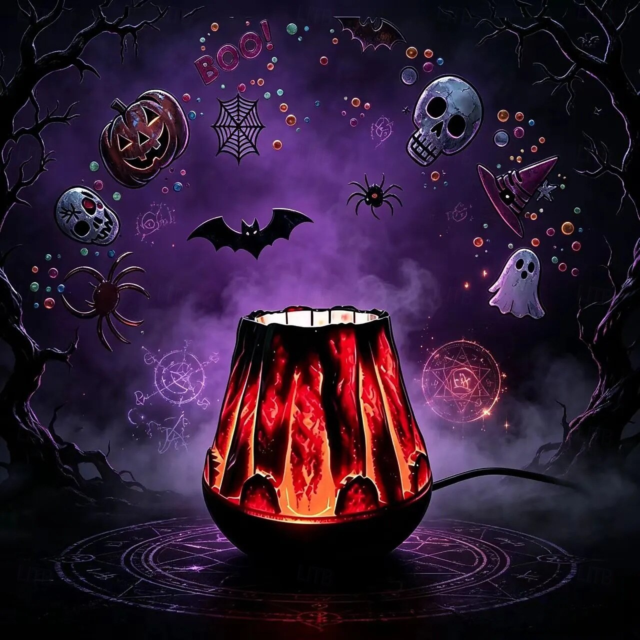 Halloween-kerstprojectorlamp met realistisch vlammenpatroon, dynamische pompoen-, spook-, sneeuwvlok- en kerstmanprojectielamp, USB 5V-voeding, feestelijk nachtlampje voor slaapkamer en woonkamer. 2026 - $18.99 –P4