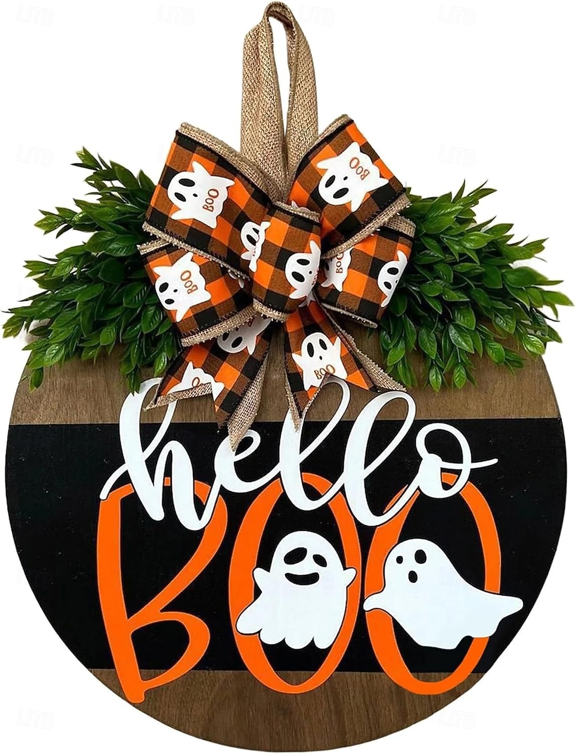 Guirlanda de madeira com fantasma para porta de Halloween, decoração divertida de fantasma para pendurar na porta da frente, enfeite rústico de boas-vindas para Halloween na varanda, entrada, parede, de 2026 por $22.99 –P1
