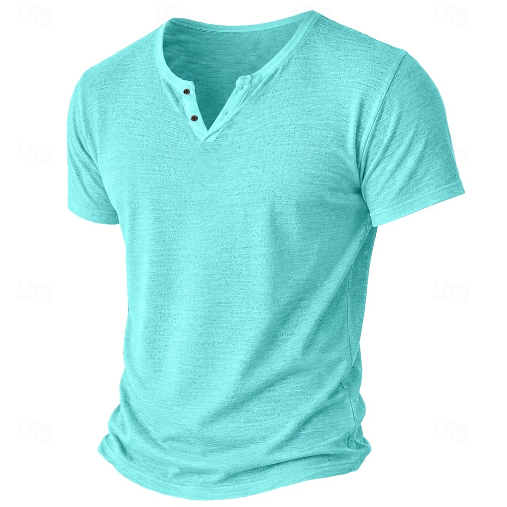 Bărbați Tricou Tricou din tricot Tee Top Manșon scurt În V Vară Culoare solidă Modă Ușor De Bază Simplu Casual Vacanță Stradă Albastru piscină Negru Verde Deschis Top tricou pentru bărbați 2026 - $17.99 –P8