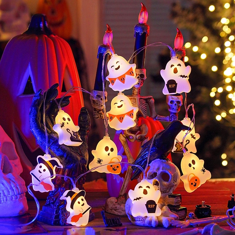 Halloween String Lights, 19.7FT 40 LED Cute Ghost Pumpkin Bat Fairy Lights, USB or AAA Battery Powered Halloween Decorations for Bedroom Living Room Party Indoor Decor 2026 - $16.99 –P5