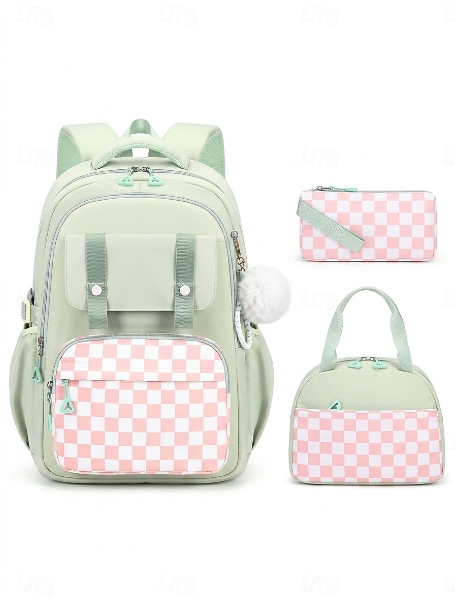 Girls Plaid Backpack for School, Large Capacity Multi Pocket Polyester Bookbag, Cute Pink Travel School Backpack with Laptop Compartment, Water Resistant for Elementary & Middle School 2026 - €42.99 –P9