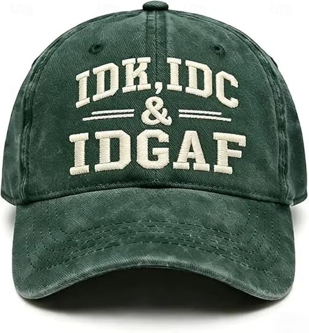 IDK IDC & IDGAF Embroidery Baseball Caps, Vintage Washed Adjustable Dad Hat, Funny Sarcastic Quote Cap for Women Men, Casual Unisex Outdoor Gift 2026 - $15.99 –P11