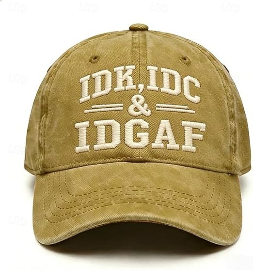 IDK IDC & IDGAF Embroidery Baseball Caps, Vintage Washed Adjustable Dad Hat, Funny Sarcastic Quote Cap for Women Men, Casual Unisex Outdoor Gift 2026 - $15.99 –P9