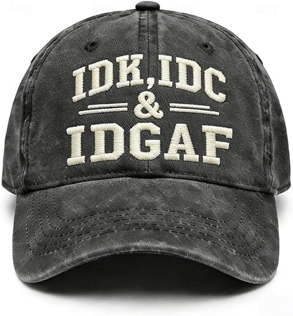 IDK IDC & IDGAF Embroidery Baseball Caps, Vintage Washed Adjustable Dad Hat, Funny Sarcastic Quote Cap for Women Men, Casual Unisex Outdoor Gift 2026 - $15.99 –P1
