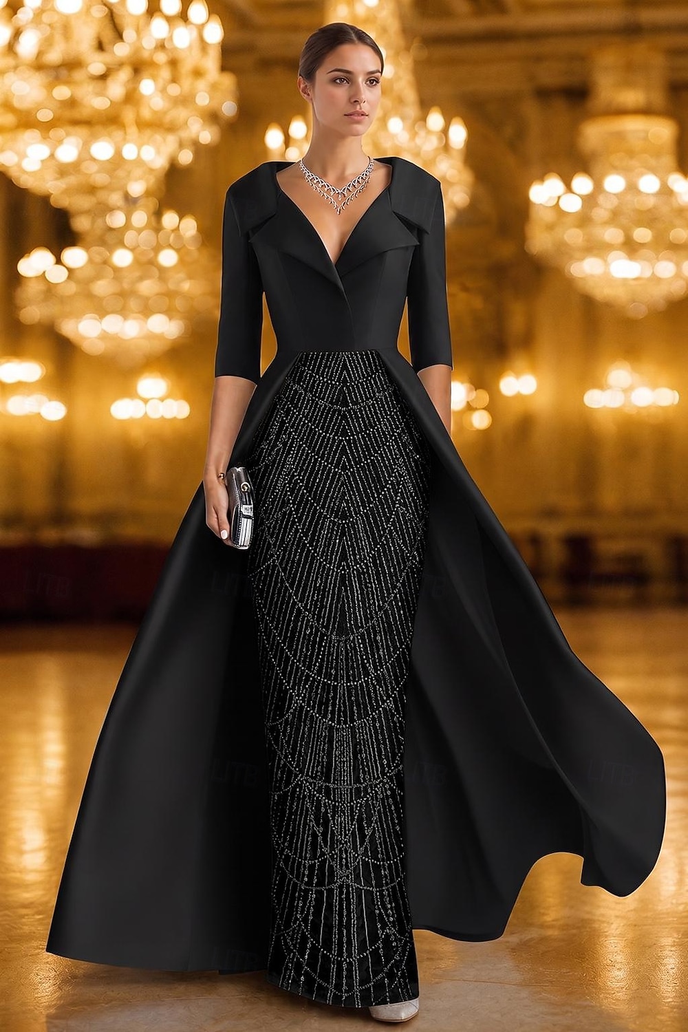 A-Line Floor Length Beaded Eembroidered Formal Dresses Mother of the Bride Dress Evening Gown Ball