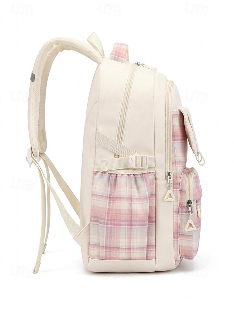 Girls Plaid Backpack for School, Large Capacity Multi Pocket Polyester Bookbag, Cute Pink Travel School Backpack with Laptop Compartment, Water Resistant for Elementary & Middle School 2026 - €42.99 –P4