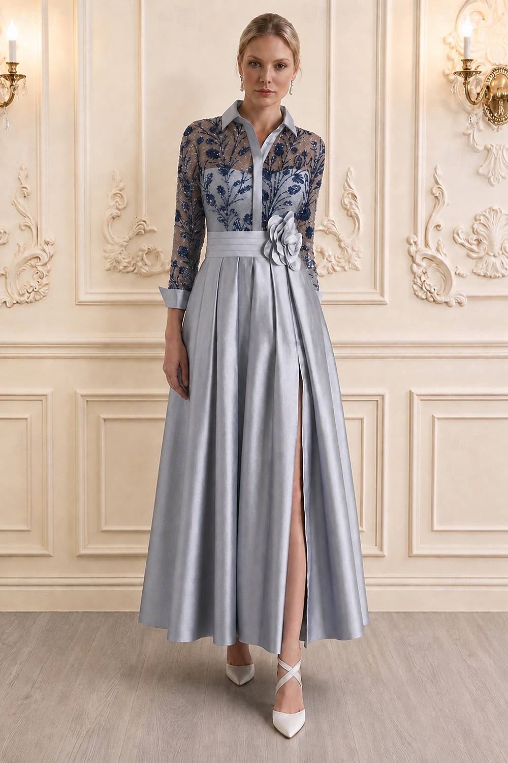 glitter wedding guest dress A-Line Ankle Length Beaded Eembroidered Formal Dresses Mother of the Bride Dress Occasion:BACK TO SCHOOL