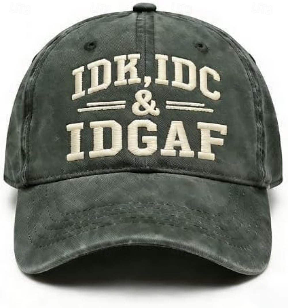 IDK IDC & IDGAF Embroidery Baseball Caps, Vintage Washed Adjustable Dad Hat, Funny Sarcastic Quote Cap for Women Men, Casual Unisex Outdoor Gift 2026 - $15.99 –P12