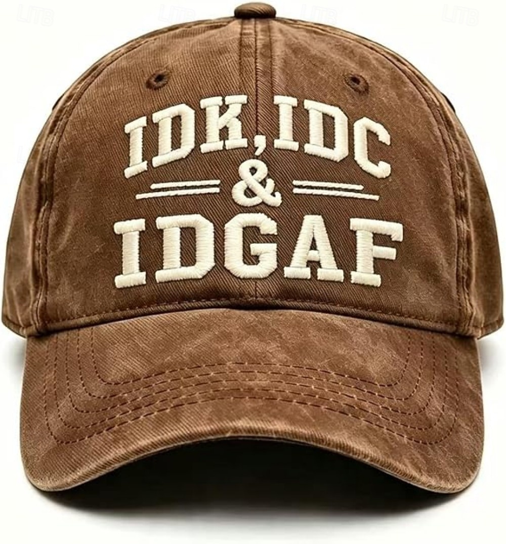 IDK IDC & IDGAF Embroidery Baseball Caps, Vintage Washed Adjustable Dad Hat, Funny Sarcastic Quote Cap for Women Men, Casual Unisex Outdoor Gift 2026 - $15.99 –P10
