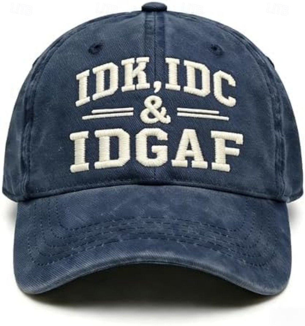 IDK IDC & IDGAF Embroidery Baseball Caps, Vintage Washed Adjustable Dad Hat, Funny Sarcastic Quote Cap for Women Men, Casual Unisex Outdoor Gift 2026 - $15.99 –P5