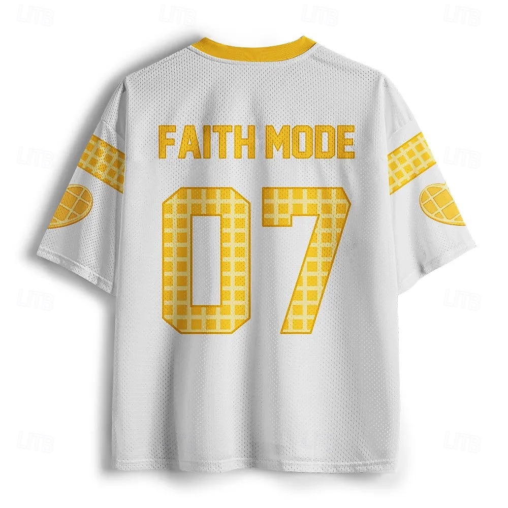 Men's Religious I Love Jesus Waffle Heart Yellow Mesh V-Neck T-Shirt ...