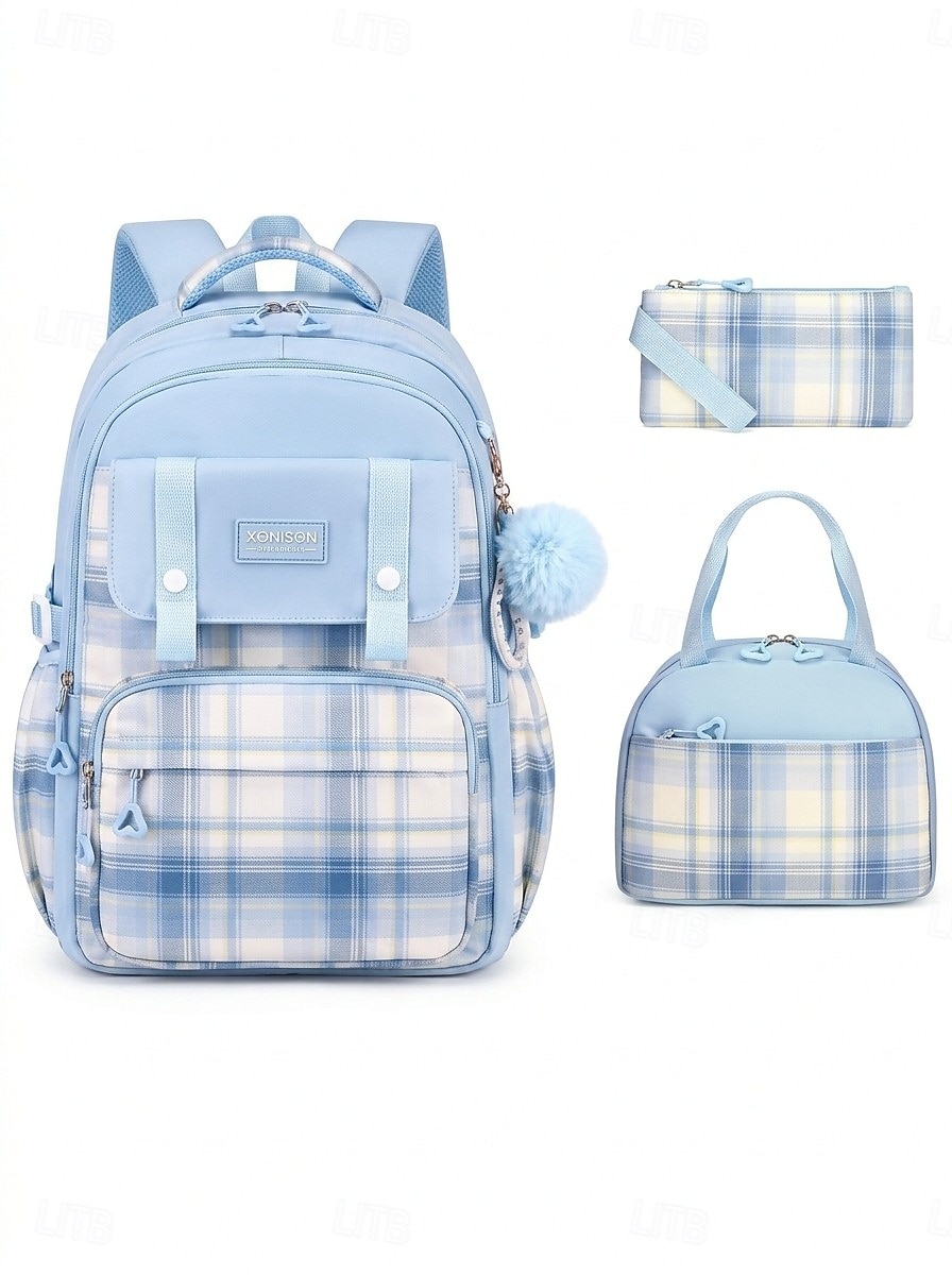 Girls Plaid Backpack for School, Large Capacity Multi Pocket Polyester Bookbag, Cute Pink Travel School Backpack with Laptop Compartment, Water Resistant for Elementary & Middle School 2026 - €42.99 –P12