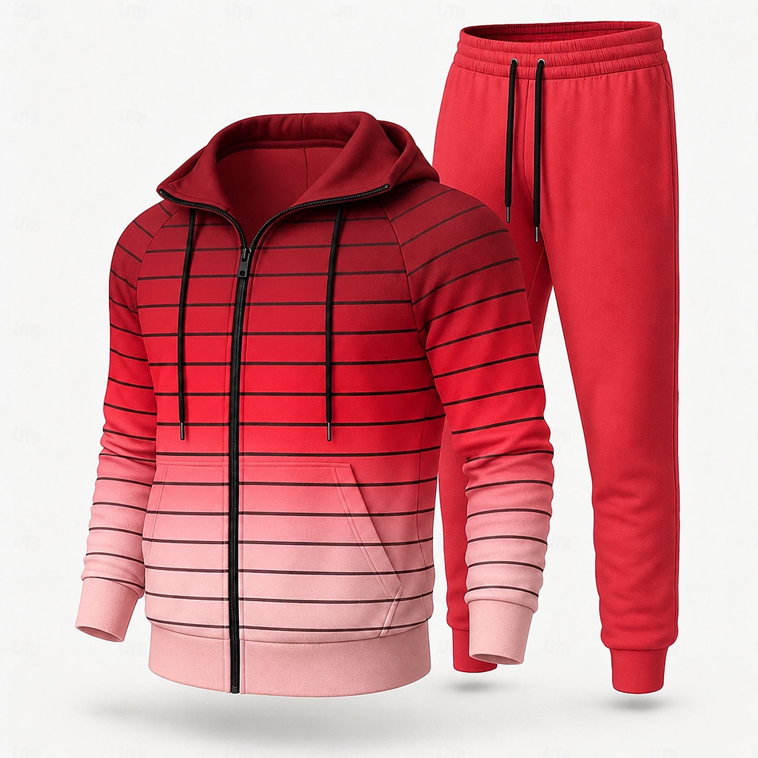 Men's Hoodie Tracksuit 2 Piece Tracksuit Drawstring Zip Up Geometric Clothing Suit Fall Winter Red Blue Vocation Outdoor Travel Lightweight Fashion Breathable Long Sleeve Sport Activewear Stretchy 2026 - $47.99 –P7