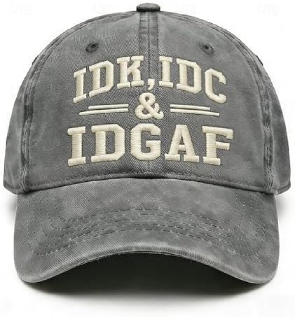 IDK IDC & IDGAF Embroidery Baseball Caps, Vintage Washed Adjustable Dad Hat, Funny Sarcastic Quote Cap for Women Men, Casual Unisex Outdoor Gift 2026 - $15.99 –P7