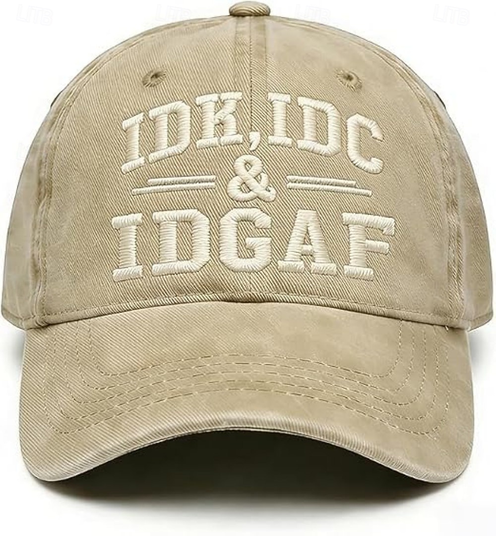 IDK IDC & IDGAF Embroidery Baseball Caps, Vintage Washed Adjustable Dad Hat, Funny Sarcastic Quote Cap for Women Men, Casual Unisex Outdoor Gift 2026 - $15.99 –P6