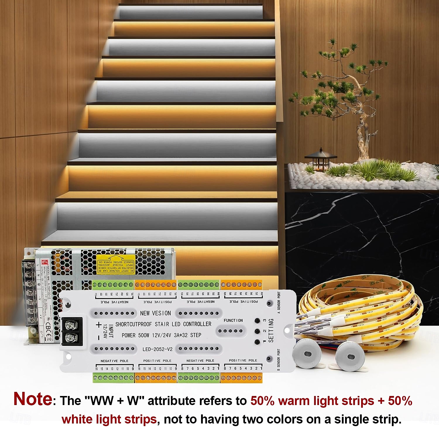 Intelligent Motion Triggered LED Stair Lighting Kit 10-24PCS 4.1ft Cuttable COB LED Strip Light for Indoor LED Stair Lights Equipped with Switch Plug Cable 2026 - $161.99 –P1