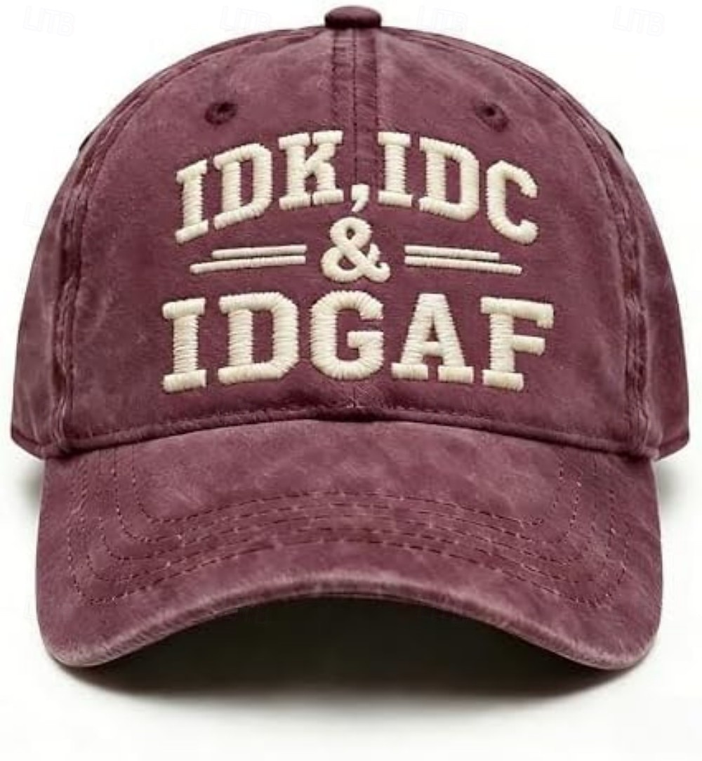 IDK IDC & IDGAF Embroidery Baseball Caps, Vintage Washed Adjustable Dad Hat, Funny Sarcastic Quote Cap for Women Men, Casual Unisex Outdoor Gift 2026 - $15.99 –P8