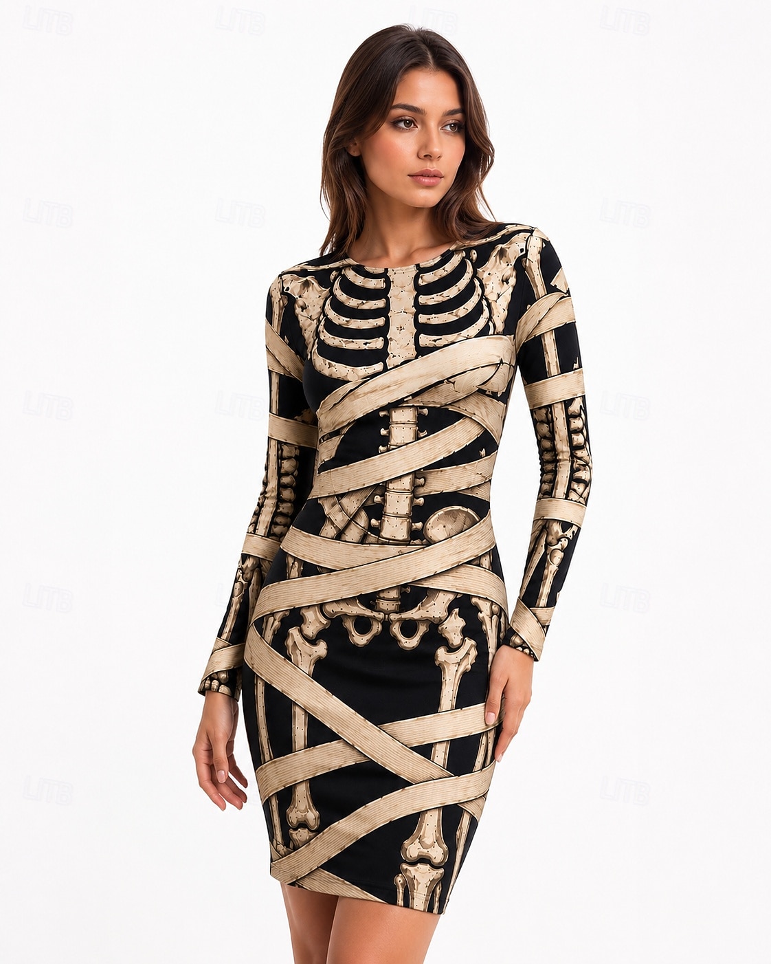 mummy bodycon dress Halloween Mini Skeleton Skull Gothic Adults' Women's Halloween Carnival Party Performance Casual Daily Easy Halloween Costumes Size:9 US - 42 EU flat-shoes-25 6.78 oz/yd² (230 g/m²) Style 2435 Mabel |