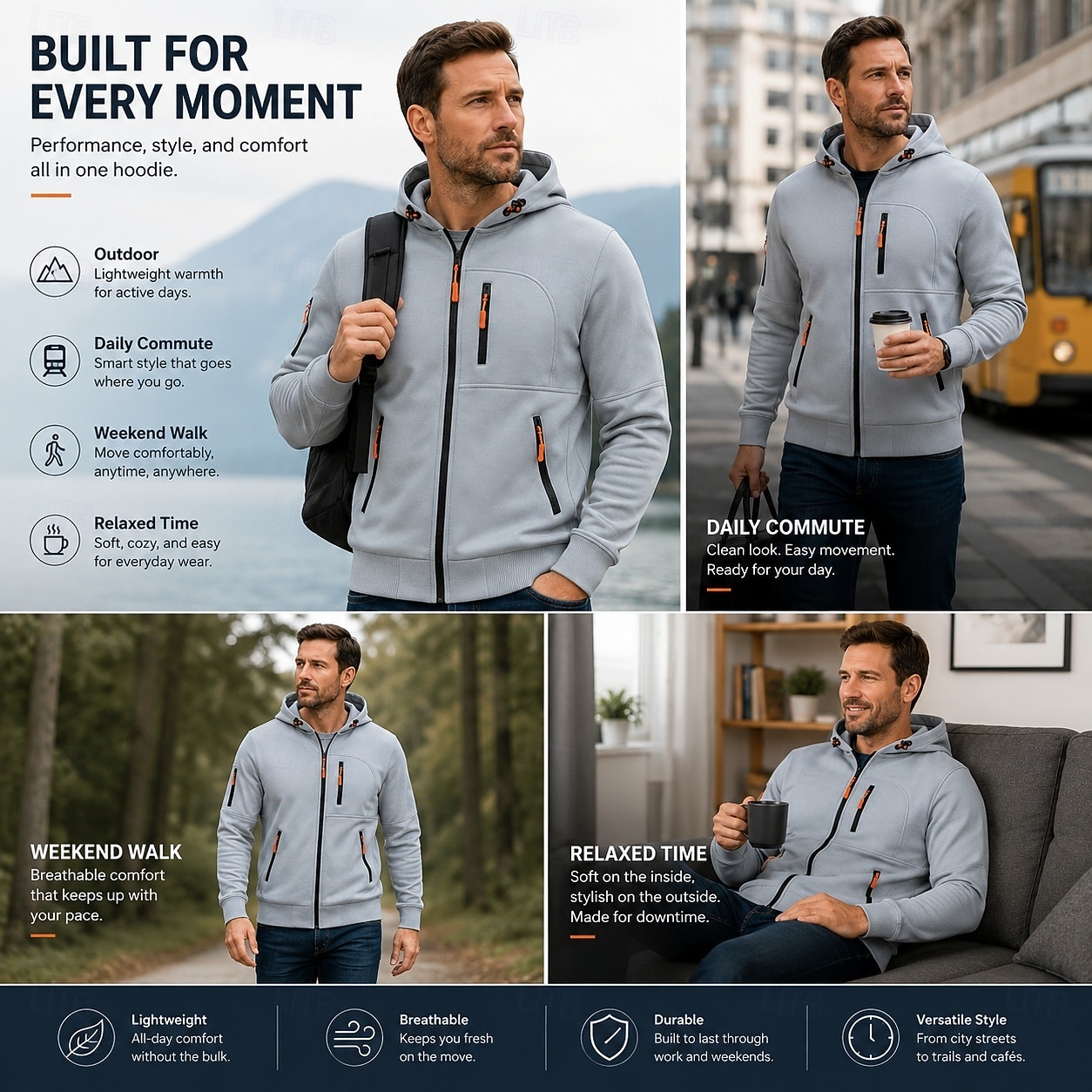 Men's Hoodie Full Zip Hoodie Fleece Hoodie Black White Wine Navy Blue Royal Blue Hooded Plain Zipper Pocket Sports & Outdoor Daily Holiday Polyester Streetwear Cool Casual Spring &  Fall Clothing 2026 - $24.99 –P4