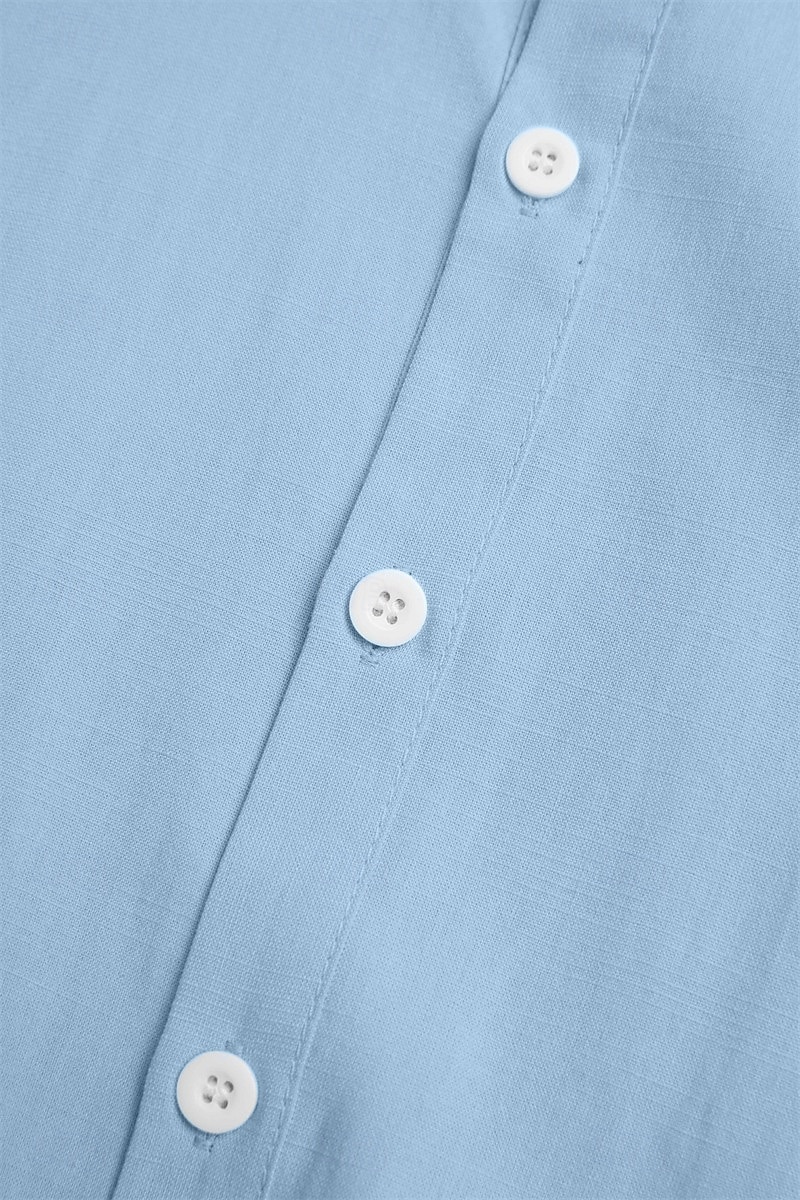 Men's Shirt Linen Shirt Summer Shirt Beach Wear Button Up Shirt Plain Casual Daily Blue Black White Pink Long Sleeve Collar Spring & Summer Clothing Apparel 2026 - $8.49 –P8