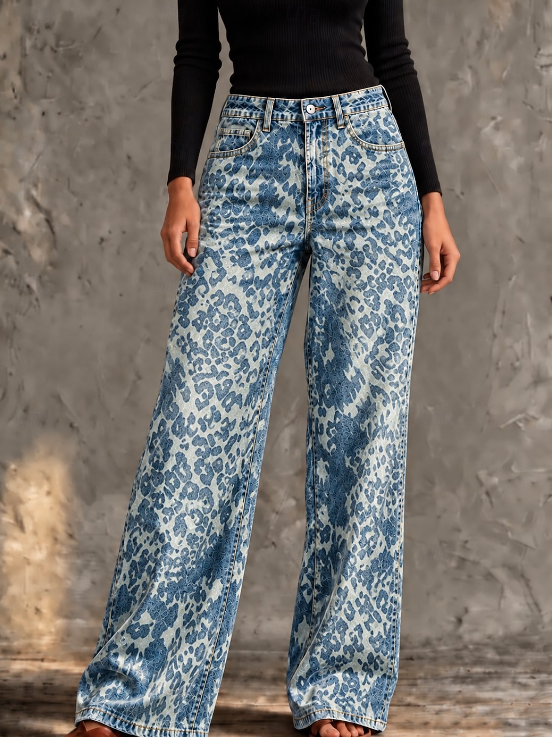 Women's Jeans Wide Leg Vacation Vintage Basic Full Length High Waist ...