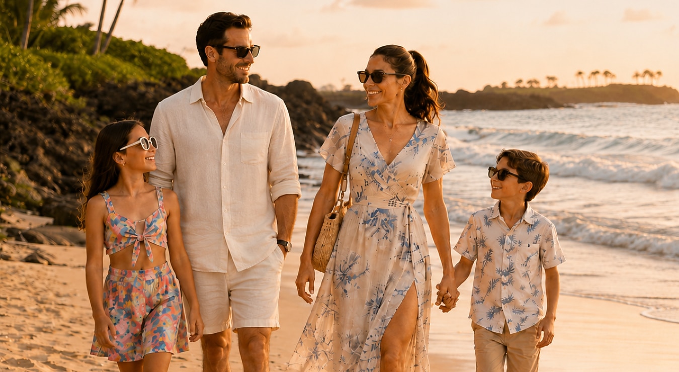 Family on a beach vacation