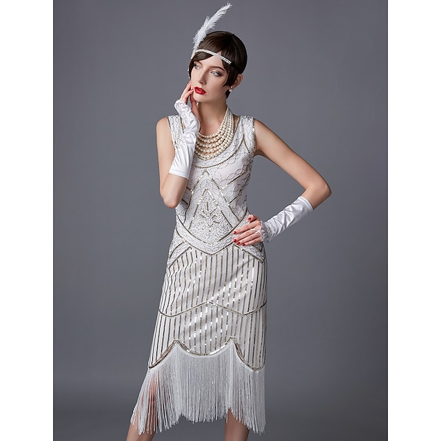 ruggenti anni '20 1920 il grande gatsby vestito da cocktail vestito flapper  abiti da ballo vestito da festa di natale il grande gatsby charleston  paillettes da donna cosplay costume party homecoming del