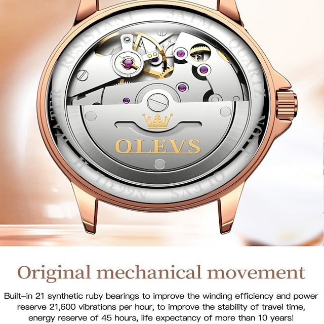 Reloj Mecánico olevs para mujer, reloj de pulsera analógico