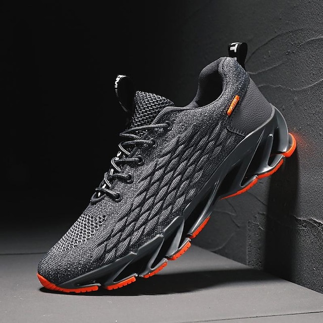 Men's Red Breathable Running Sneakers with Blade Sole