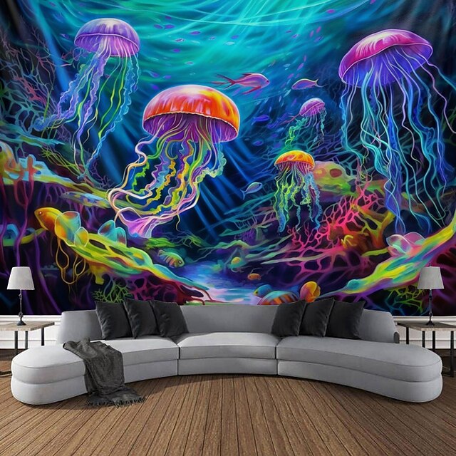 Ogen Bloemen Meditatie - Glow in the Dark Tapestry Decoratie