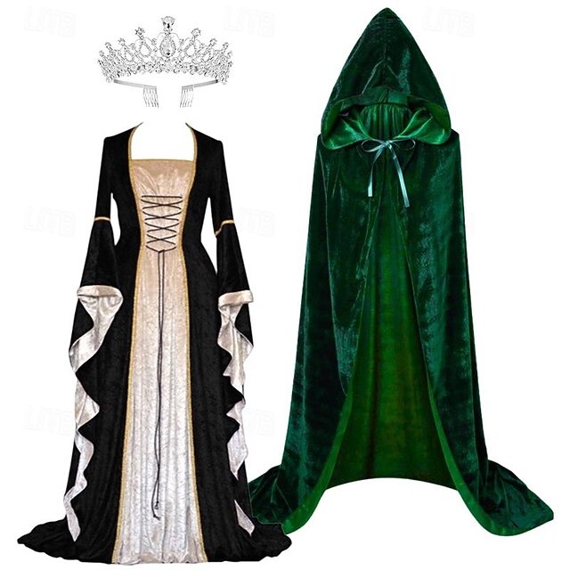 Women's Renaissance Dress Medieval Costume Velvet Trumpet Sleeve Queen  Dresses Outlander Plus Size Retro Vintage Long Sleeve Floor Length 2026 -  $57.99