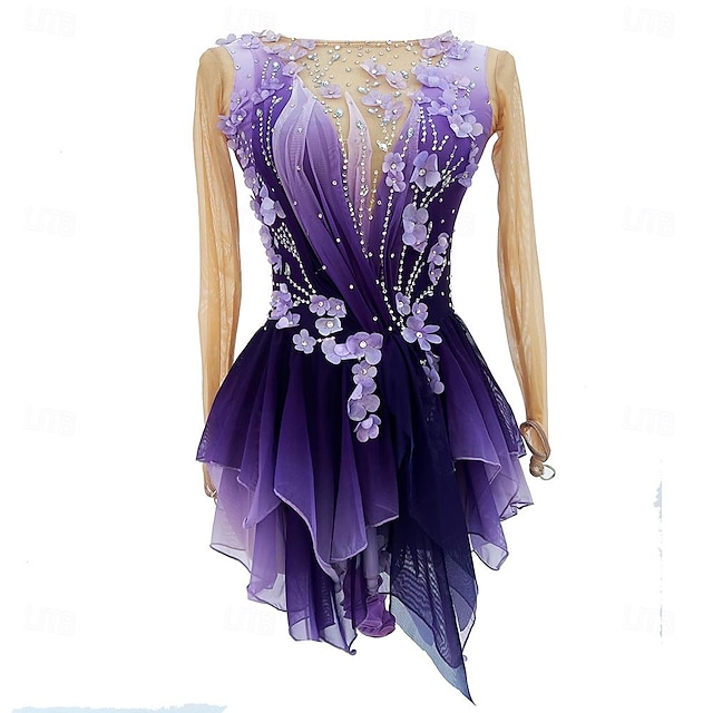 Figure Skating Dress Women's Girls' Ice Skating Dress Purple Thumbhole Halo Dyeing High Elasticity Professional Competition Skating Wear Thermal Warm Crystal / Rhinestone Long Sleeve Ice Skating 2026 - 313.99 Figure Skating Dress Women's Girls' Ice Skating Dress Purple Thumbhole Halo Dyeing High Elasticity Professional Competition Skating Wear Thermal Warm Crystal / Rhinestone Long Sleeve Ice Skating 2026 - 313.99
