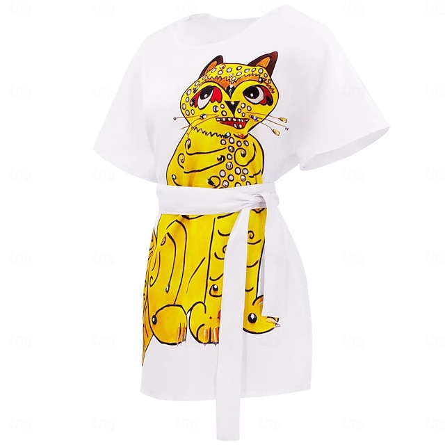 abba white t shirt dress Retro Vintage 1970s Dress T-shirt Abba Costume Fancy Dress Women's  Masquerade Dailywear Pride Parade Pride Month Adults T-shirt Waist Belt  2026