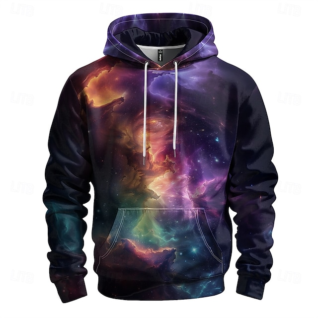 Herren Grafik Galaxy-Print Kapuzensweatshirt Kapuzenshirts