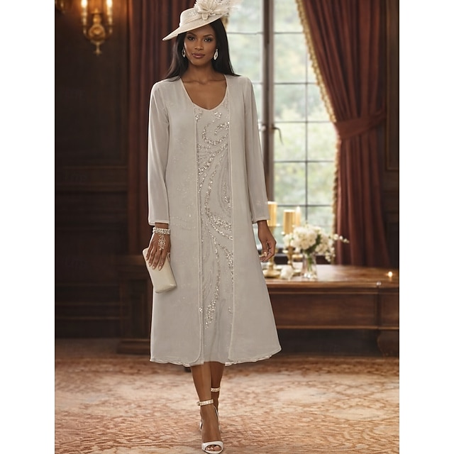 Zilveren elegantie moeder van de bruid jurk - Perfect Dress