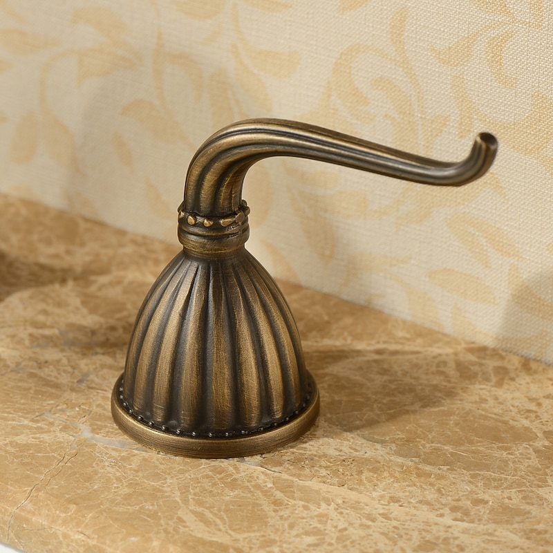 Rubinetto Miscelatore Vintage Per Lavabo Bagno - 3 Fori, Ottone Anticato, Doppia Maniglia