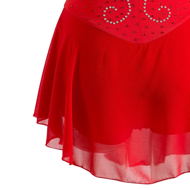 Robe De Patinage Artistique Rouge Filles Vêtements Danse Robe Patinage sur  Glace Femmes À Manches Longues Haute Élasticité Formation Compétition  Cristal De Patinage Costume : : Mode